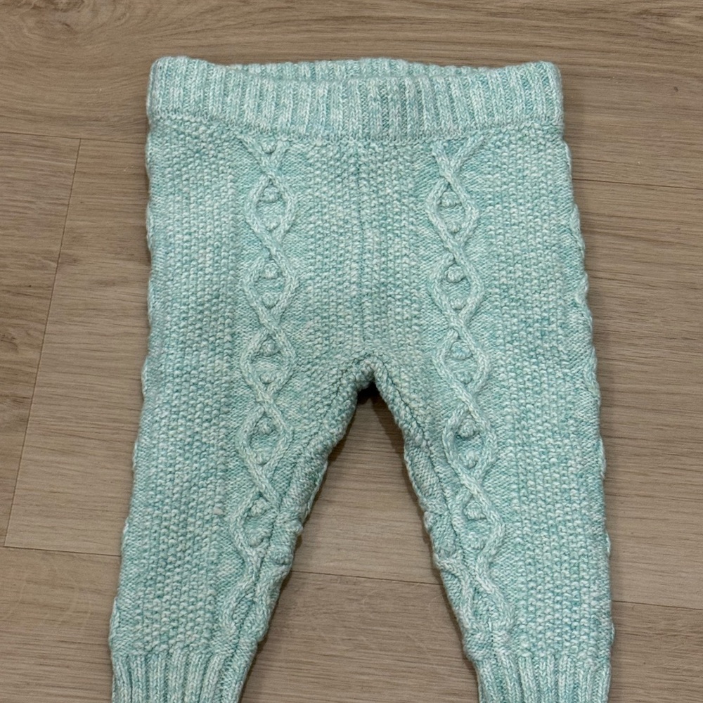 Cable Knit Baby Pants - Mint Green